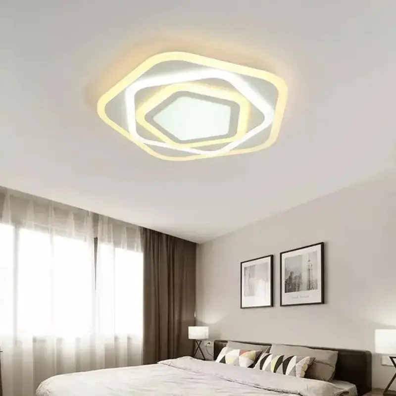 Lustra LED cu Telecomanda PENTAGON 59W, 40cm, Lumina Rece/Calda/Neutra 3000K/4000K/6000K, Alb, Metal si Acril
