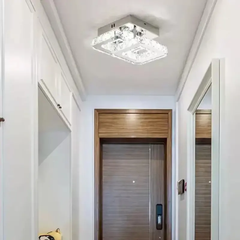 Previzualizare 4: Lustra LED cu cristal JEREMIAH 48W, 2 Patrate, lumina Rece/Calda/Neutra, Crom Lucios