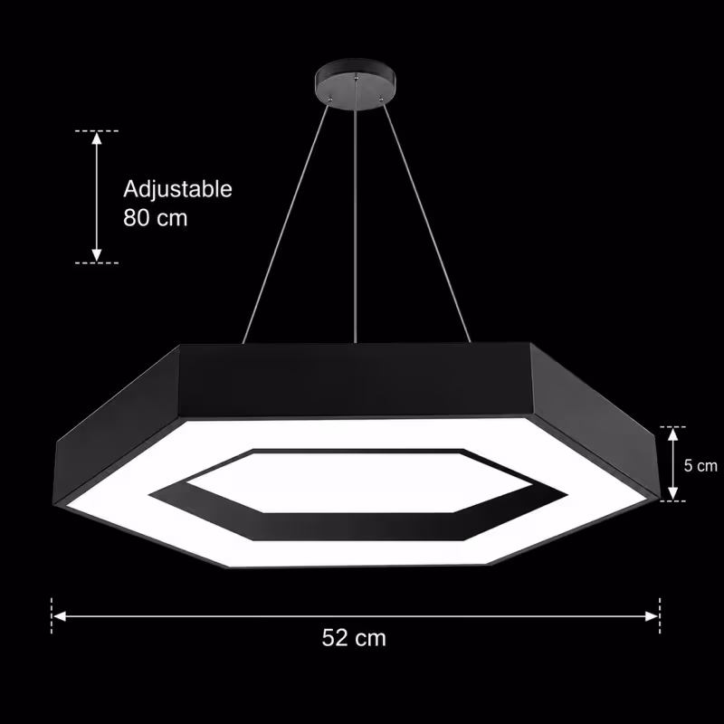 Previzualizare 3: Lustra LED suspendata ANGLE, 52cm, 25W, Inaltime Reglabila, Lumina Rece, Negru, Metal si Acril