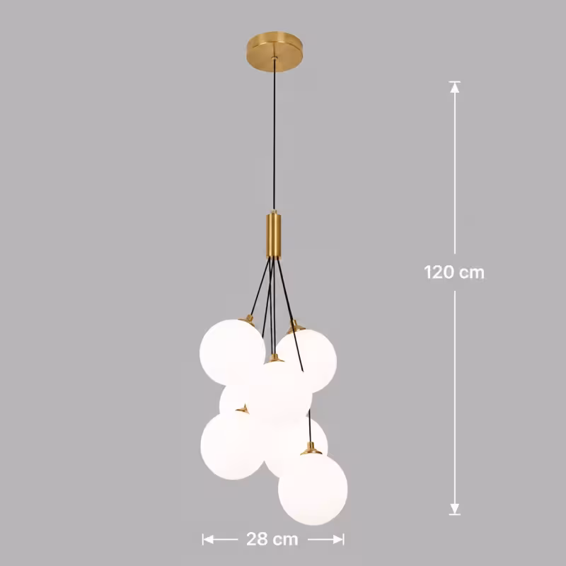 Previzualizare 4: Lustra Suspendata VINE Petito, Ø28cm, 7xG9, Alb, Metal si Sticla