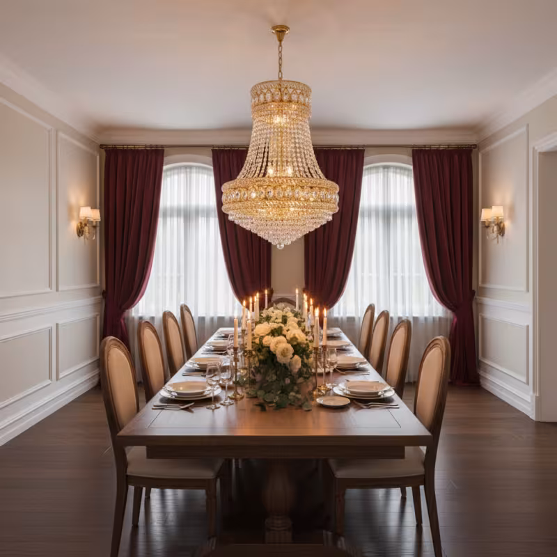 Previzualizare 2: Candelabru Cristal EMPIRE Magno 10xE14, D60 cm, Auriu, Inaltime Reglabila, Metal si Cristal