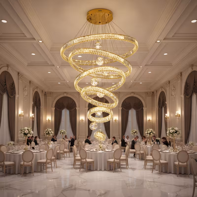Candelabru Cristal cu Telecomanda KOLO Supremo, 120x350cm, Lumina Calda/Neutra/Rece, Auriu, Metal si Cristal