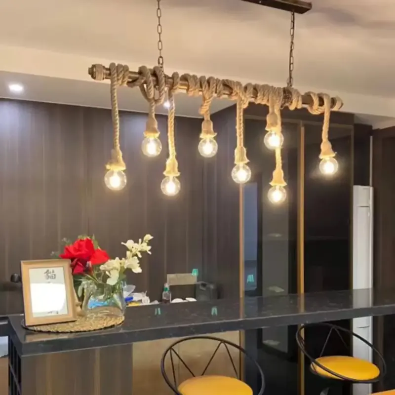 Previzualizare 3: Lustra Vintage cu Franghie PEDRO, 8 x E27, Metal Maro