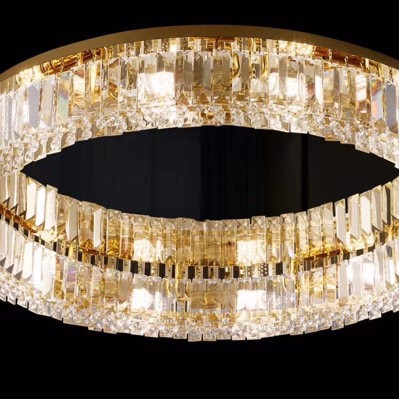 Previzualizare 4: Lustra LED cu telecomanda si cristal VERTUS 18W, 30cm, Cerc, lumina Rece/Calda/Neutra, Dimabila, Auriu