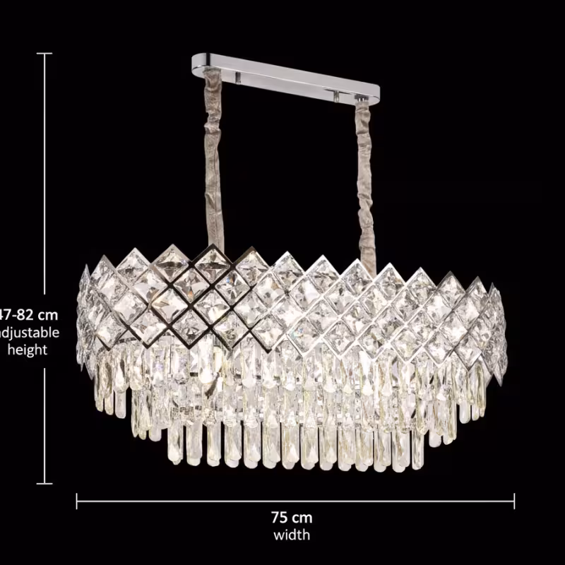 Previzualizare 4: Candelabru Cristal VECTORIA Supremo, 10xE14, Diametru 75x39cm, Crom Lucios, Inaltime Reglabila, Metal si Cristal