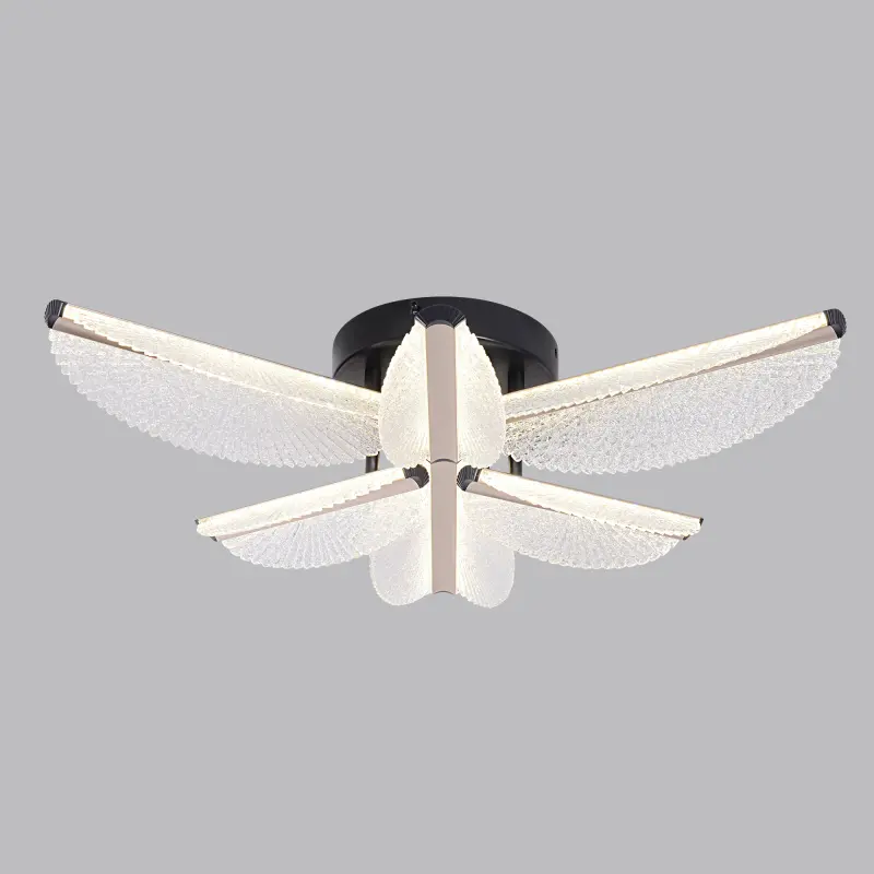 Lustra LED cu Telecomanda TULLIO 67W, 6 Petale, lumina Rece/Calda/Neutra, Dimabila, Negru