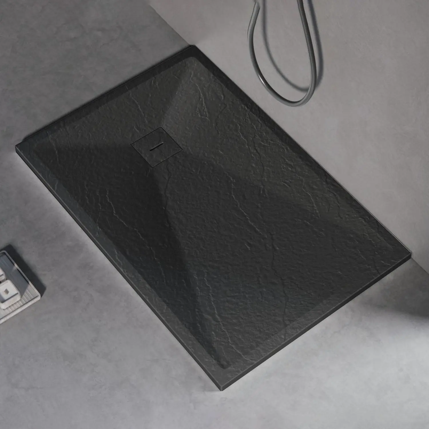 Cadita de dus dreptunghiulara 80x100 cm, slim 3 cm, gri inchis