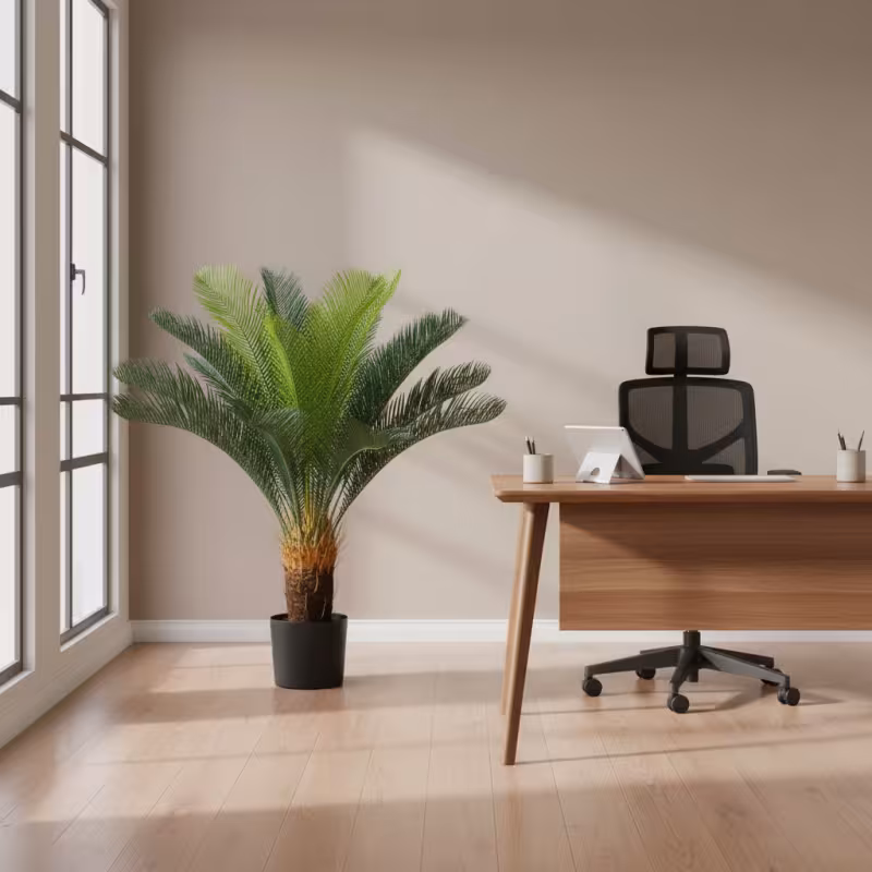 Planta Artificiala Copac Tip Palmier, 24 frunze, 85 cm, Verde, cu Ghiveci