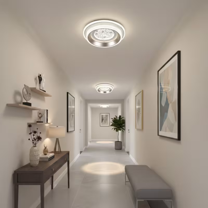Lustra LED KALESO Petito, 37W, Diametru 24.5cm, Lumina Calda/Neutra/Rece, Alb, Metal si Cristal