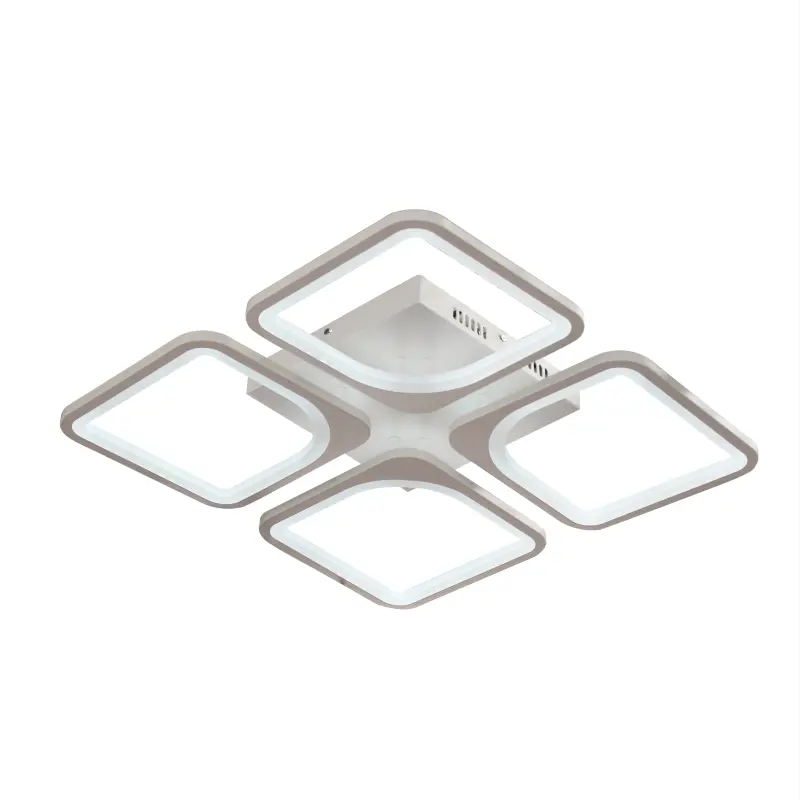 Previzualizare 4: Lustra LED cu telecomanda ZOE 53W, 4 Patrate, lumina Rece/Calda/Neutra, Dimabila, Alb