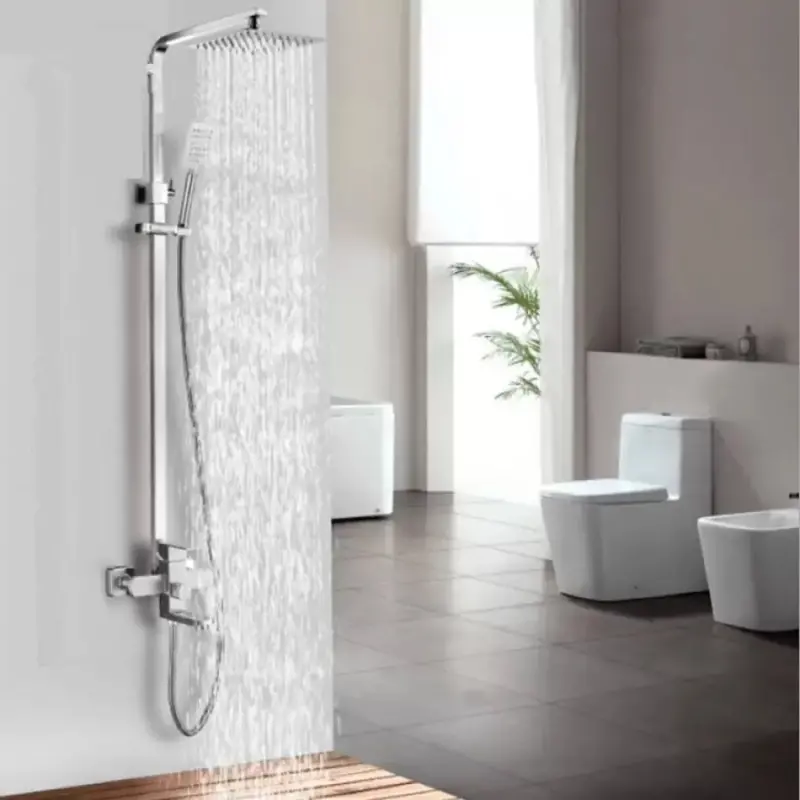 Previzualizare 4: SET Coloana de dus cu baterie, Inox, para patrata, efect ploaie, 3 functii, montare pe perete, Satinat, Accesorii Incluse, LY005