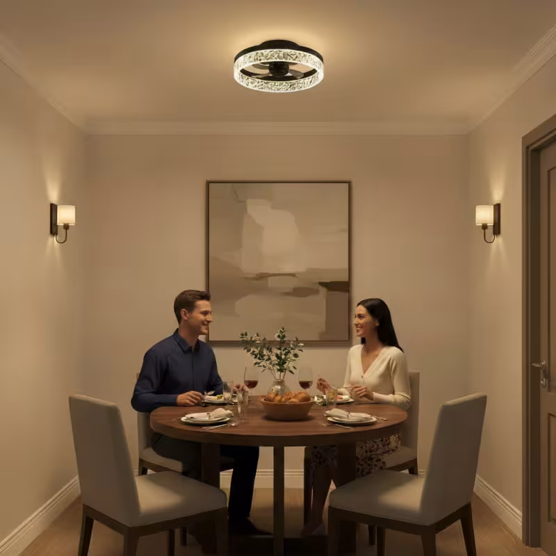 Previzualizare 3: Lustra LED VEYA cu Telecomanda, 38W, D50cm, Lumina Rece/Neutra/Calda, Metal si Plastic, Negru