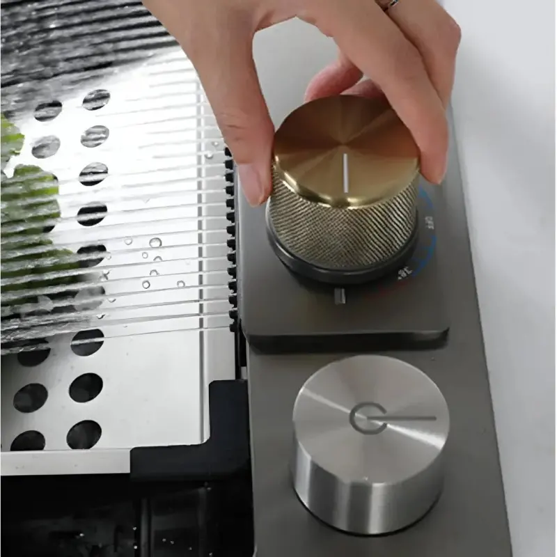 Previzualizare 3: Set Chiuveta Bucatarie Inox cu Baterie Dubla, Cuva Perforare Legume/Fructe, Cuva Universala cu Dop Scurgere, Tocator, Negru Grafit, 75x45X21cm