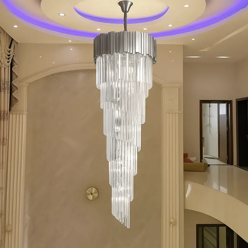 Previzualizare 3: Candelabru Cristal BLOIS Ascendere E14, Diametru 60cm, Argintiu, Inaltime Reglabila
