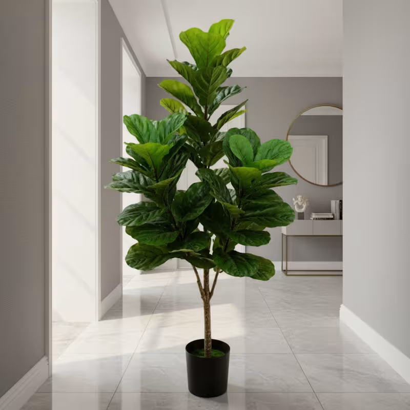 Previzualizare 3: Planta Artificiala Copac Tip Smochin, Plastic, 3 brate, 160 cm, Verde, cu Ghiveci