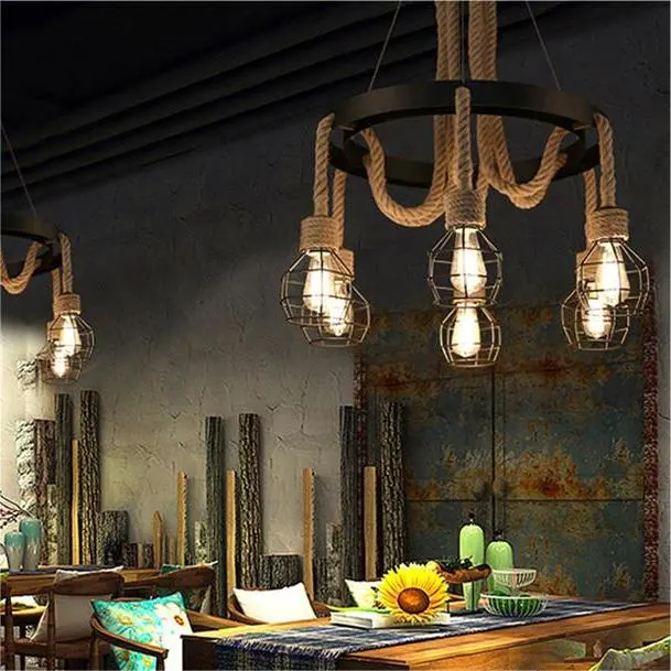 Previzualizare 4: Lustra Roata LV580/6BK, 6xE27, Maro, Metal si Sfoara