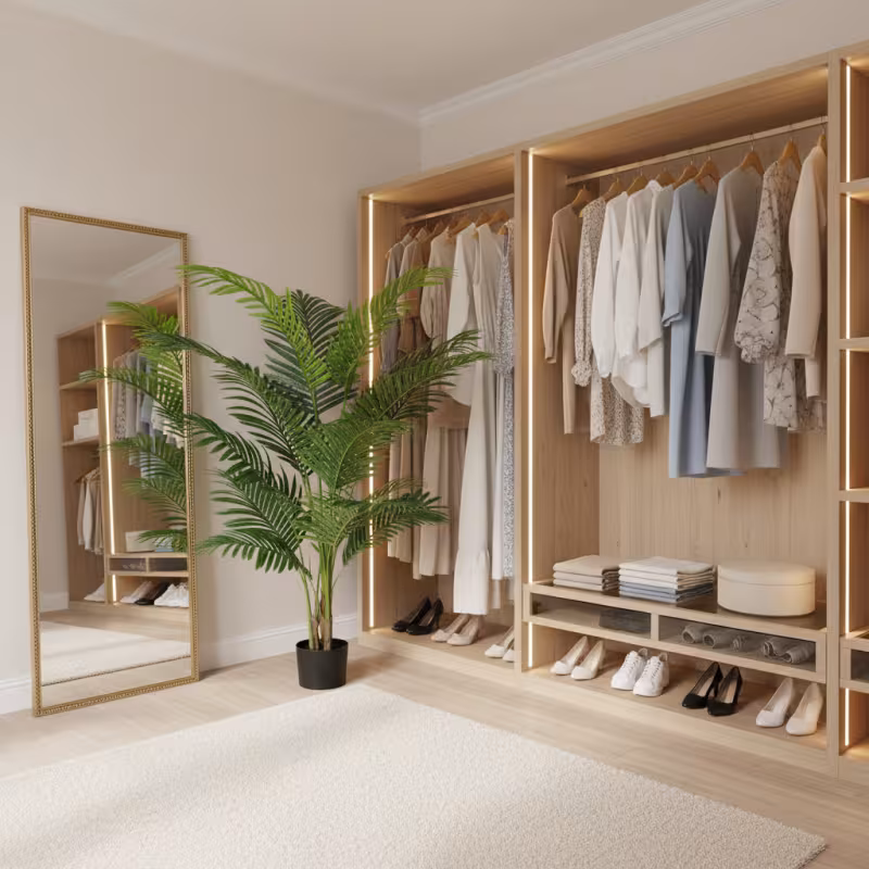 Previzualizare 2: Planta Artificiala Copac Tip Palmier Kentia, 3 tulpini, 17 frunze, 160 cm, Verde, cu Ghiveci