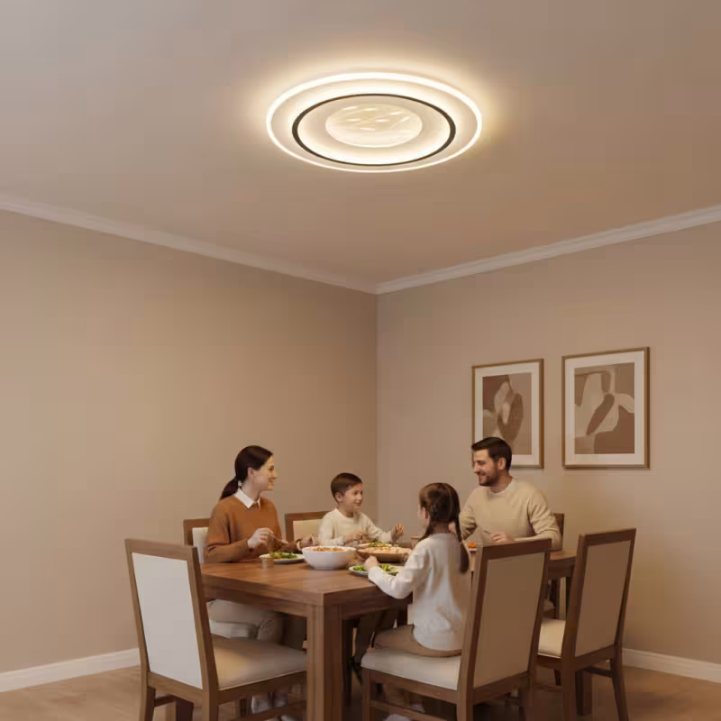Previzualizare 3: Lustra LED cu telecomanda LINEA 125W, Ø50cm, Rotunda, lumina Rece/Calda/Neutra, Dimabila, Negru