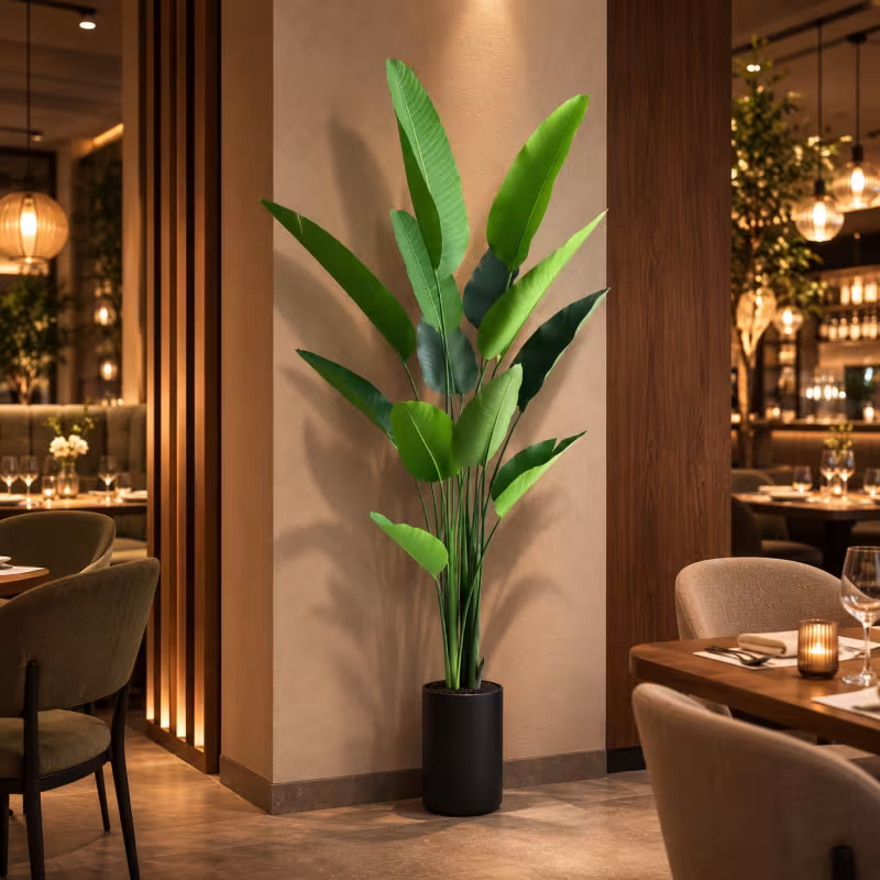 Previzualizare 2: Planta Artificiala Tip Strelitzia Nicolai(Pasarea Paradisului), 180 cm, 13 frunze, Verde