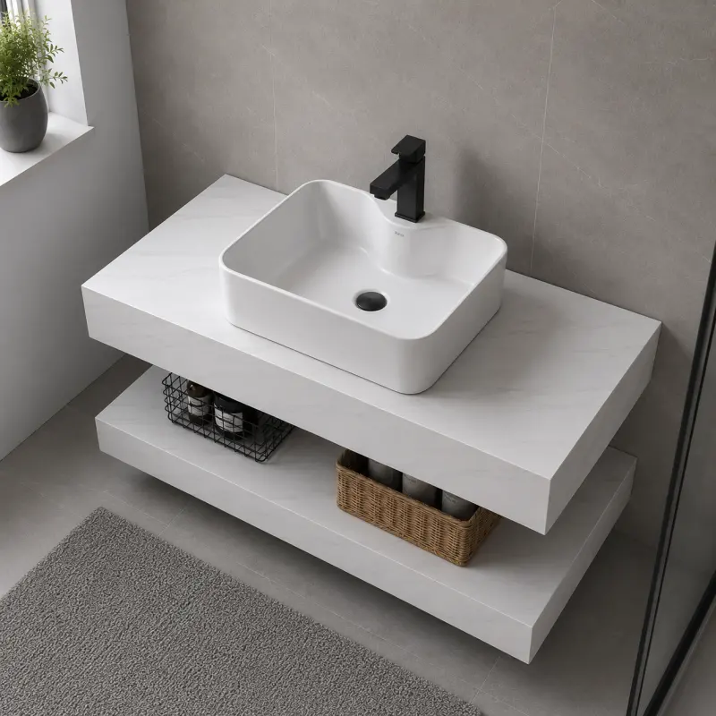Previzualizare 4: Set Mobilier AURO pentru Baie, 60cm, 3 Piese, Alb