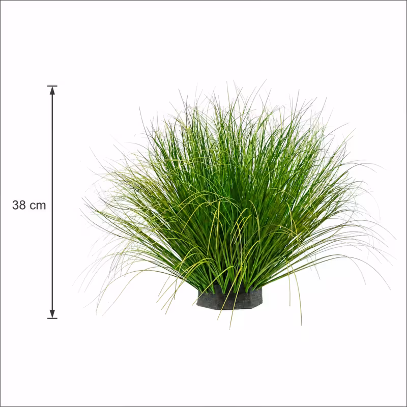 Previzualizare 3: Planta Artificiala Tufa de Iarba Tip Ceapa Curbata, 38cm, Densitate Mare, Verde, Fara Ghiveci
