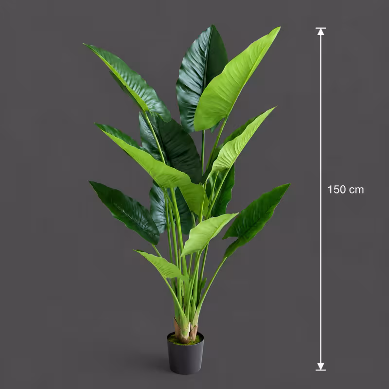 Previzualizare 4: Planta Artificiala Tip Alocasia, 12 frunze, 150 cm, Verde