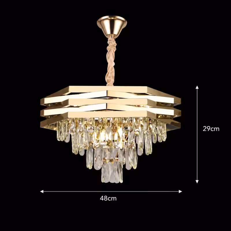 Previzualizare 4: Candelabru Cristal HEXA Ø48cm 8xE14 Auriu
