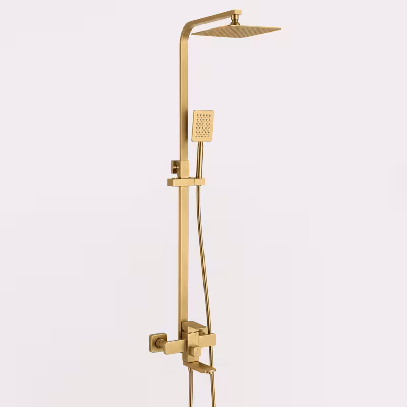 Previzualizare 4: SET Coloana de dus cu baterie, Inox, Para patrata, Efect ploaie, 3 functii, Montare pe perete, Finisaj Auriu Periat, Accesorii Incluse