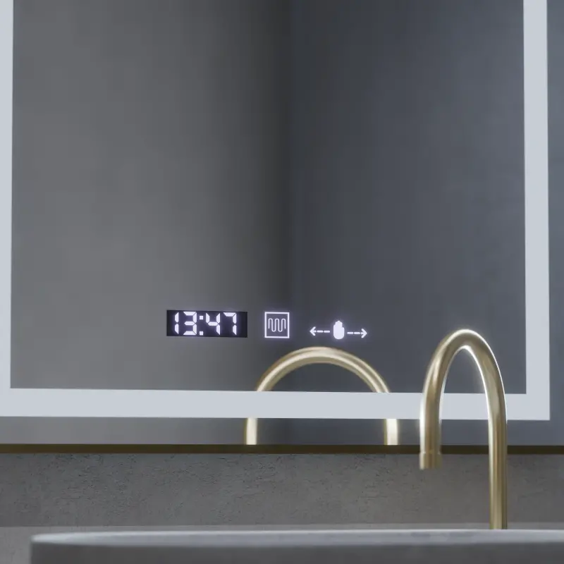 Previzualizare 4: Oglinda LED Rectangulara, 60x80cm, Verite Royale Gold MotionGlow Marcello, Sistem Dezaburire, Ceas & Termometru, Dimabila