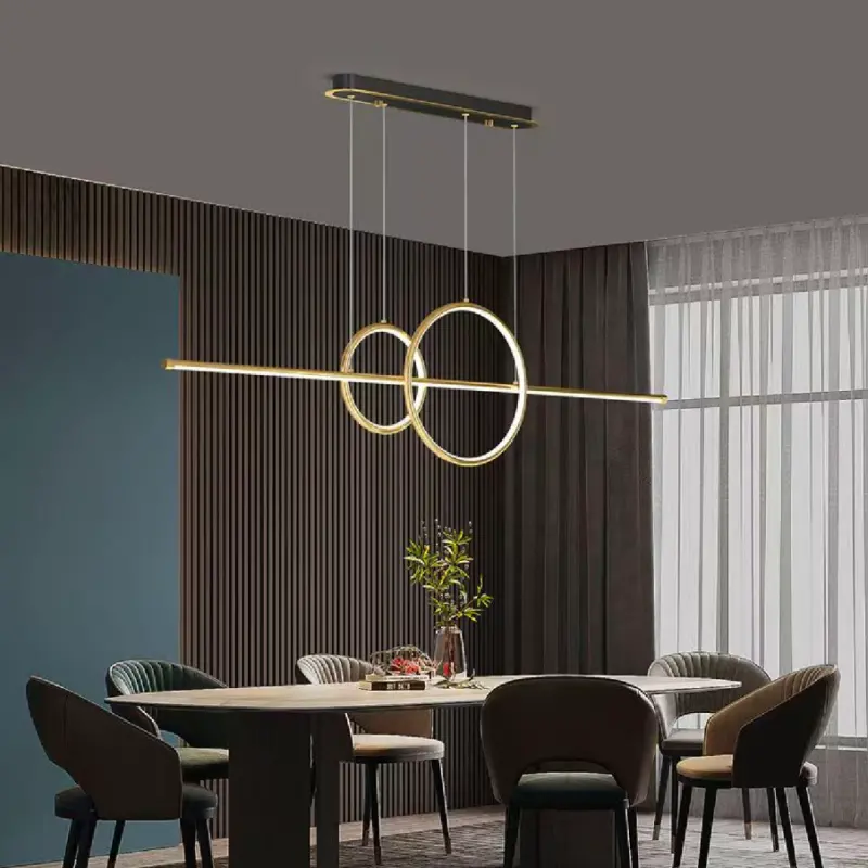 Lustra LED suspendata cu telecomanda CASSANDRA 40W, Liniara, lumina Rece/Calda/Neutra, Dimabila, Auriu, Inaltime Reglabila