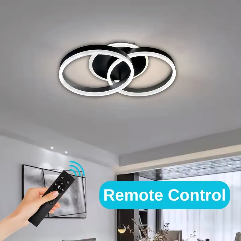 Previzualizare 2: Lustra LED cu telecomanda RIGA LILITH 34W, 2 Cercuri, lumina Rece/Calda/Neutra, Dimabila, Negru