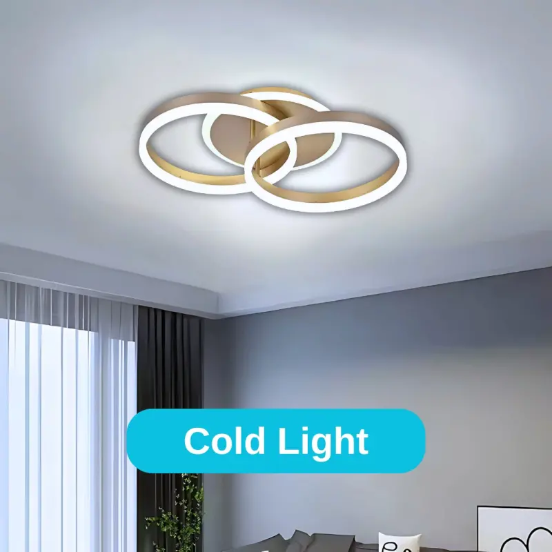 Previzualizare 4: Lustra LED cu telecomanda RINOVA 41W, 2 Cercuri, lumina Rece/Calda/Neutra, Dimabila, Auriu