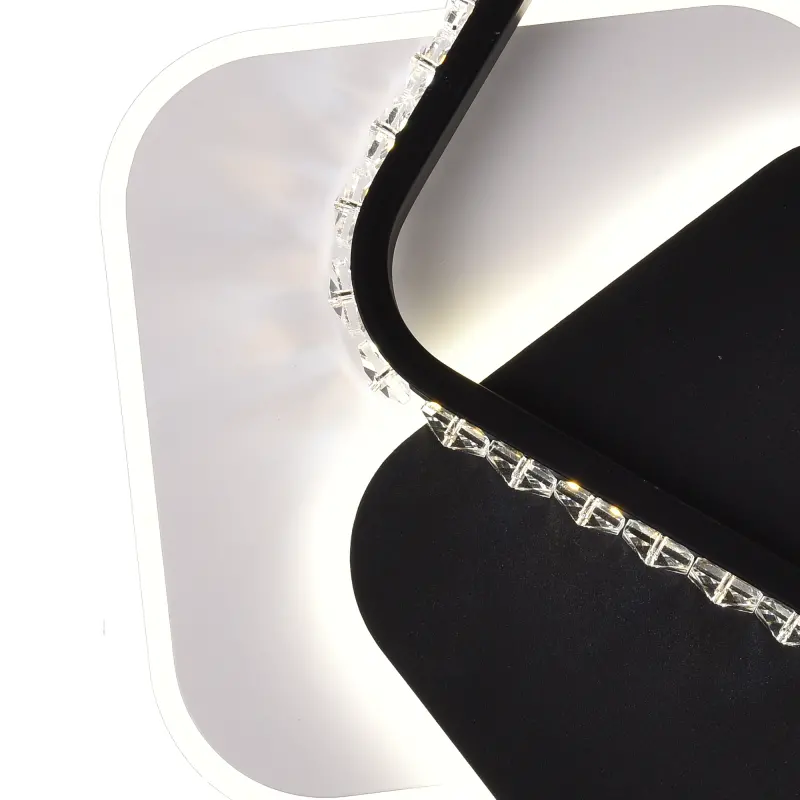 Previzualizare 2: Lustra LED cu cristal PRISMIQ 39W, 3 Patrate, lumina Rece/Calda/Neutra, Negru