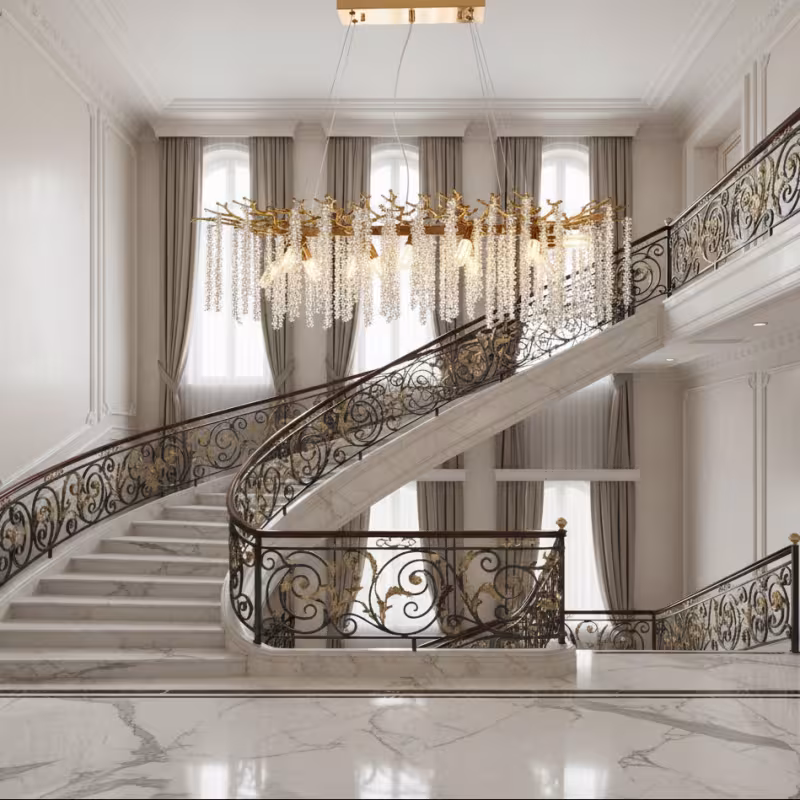 Previzualizare 2: Candelabru Cristal ARBUS Regalis, 120x40cm, 12xE14, Auriu, Metal si Cristal