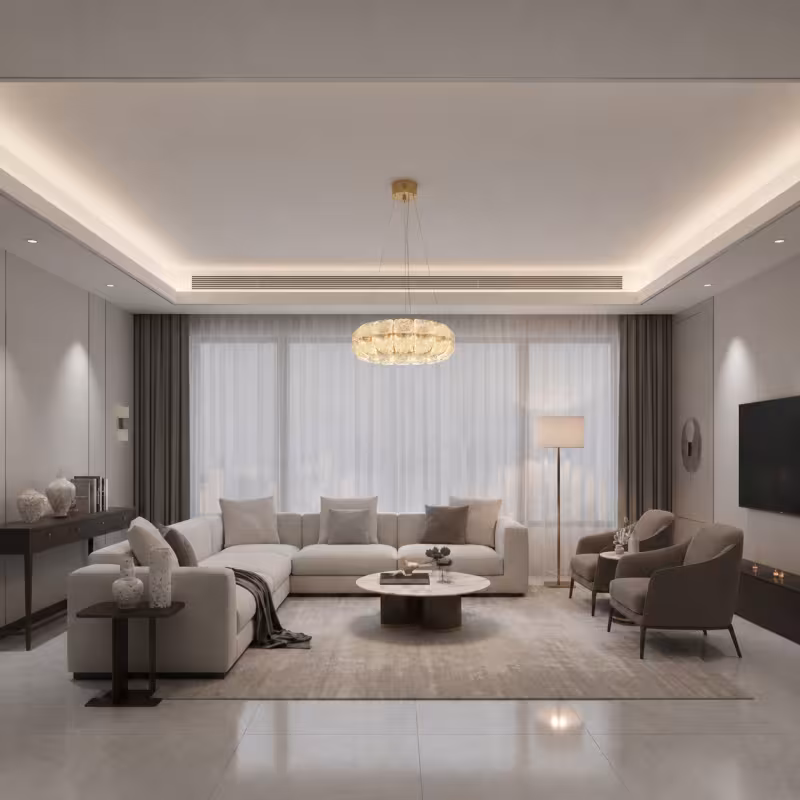 Previzualizare 2: Lustra Cristal MAYON Magno, 60x60cm, 3000K/4000K/6000K, 160W, Metal si Acrilic, Auriu