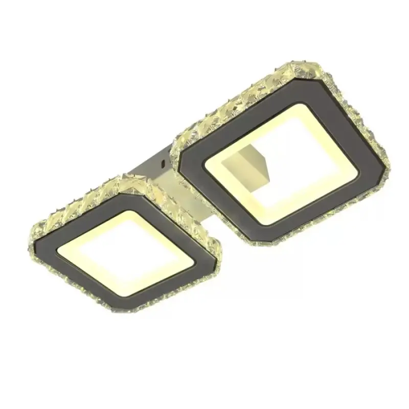 Previzualizare 3: Lustra LED cu telecomanda si cristal QUADRIS 41W, 2 Patrate, lumina Rece/Calda/Neutra, Dimabila, Alb