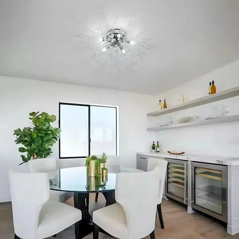 Candelabru Cristal RONDO Vivace, 6x G9, Diametru 50 cm, Argintiu Lucios