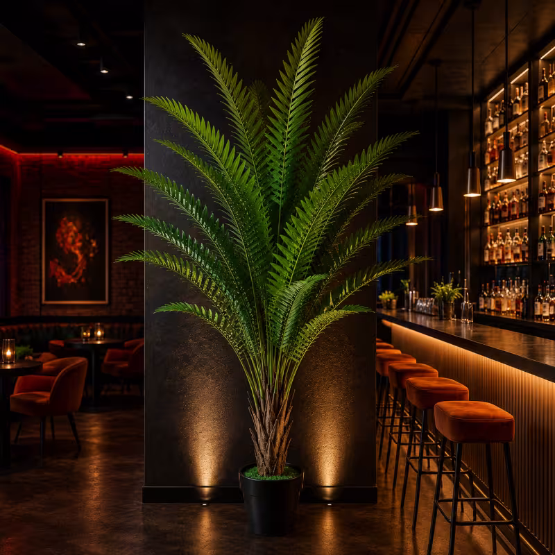 Previzualizare 3: Planta Artificiala Copac Tip Palmier Regal, 220 cm, 18 frunze, Verde, cu Ghiveci