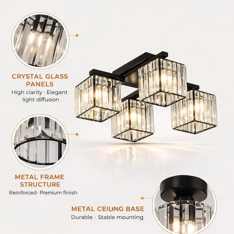 Previzualizare 4: Lustra Georgiana, LC111/4BK, 4x E27, Negru, Metal