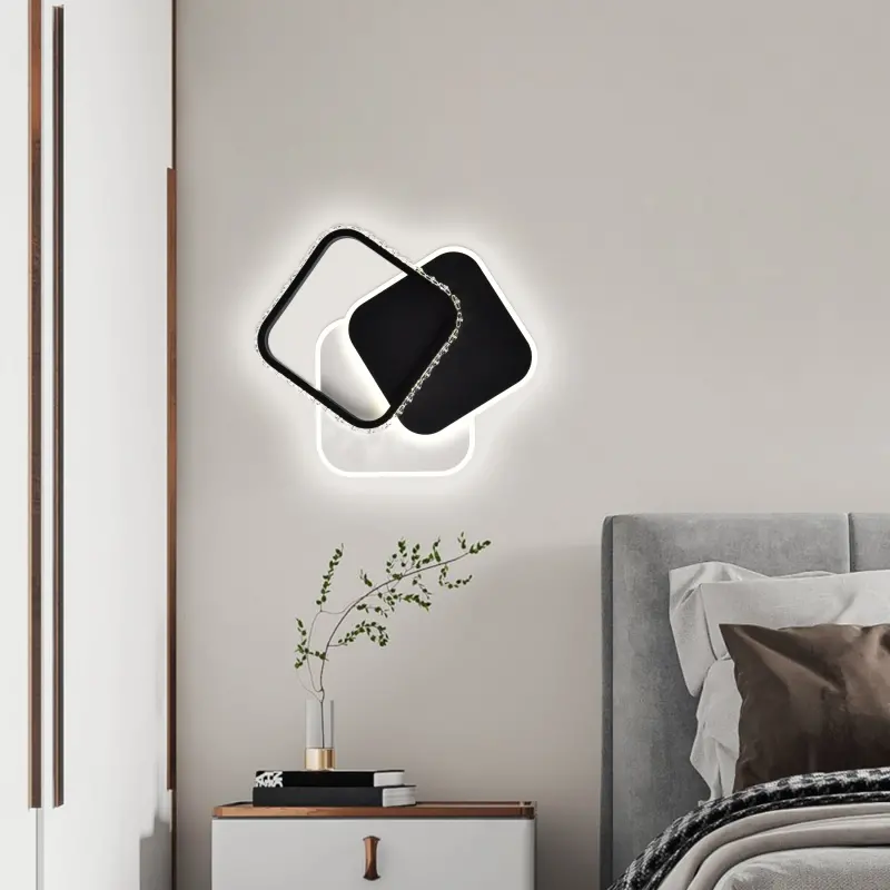 Lustra LED cu cristal PRISMIQ 39W, 3 Patrate, lumina Rece/Calda/Neutra, Negru