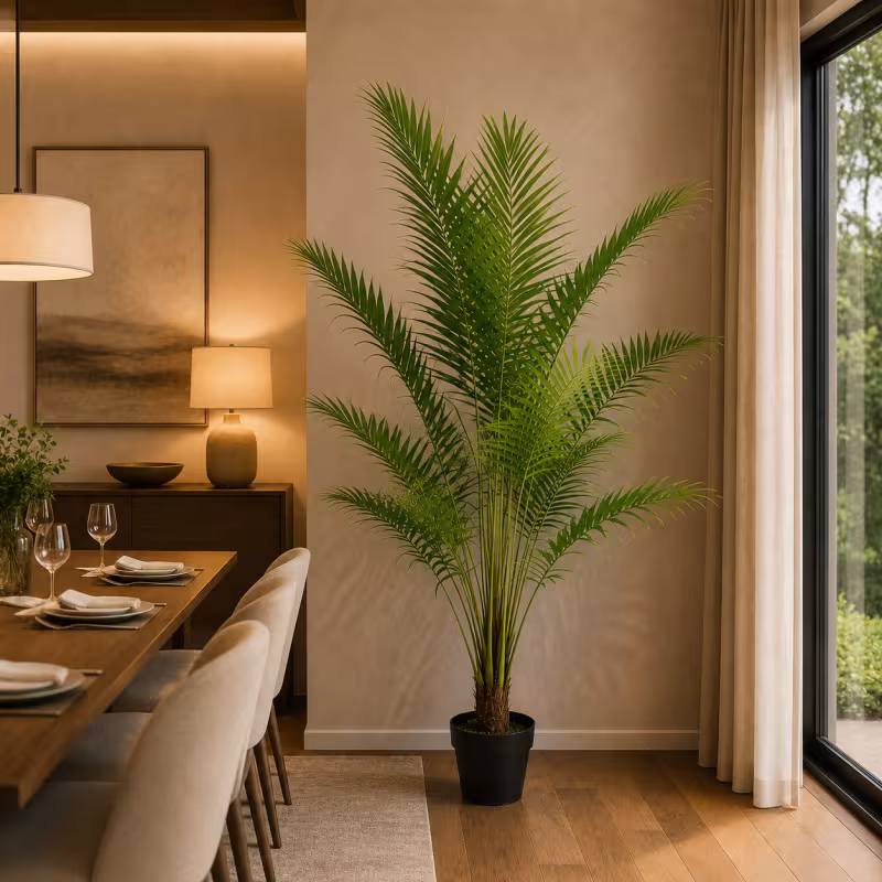 Previzualizare 2: Planta Artificiala Copac Tip Palmier Kentia, Cu Frunze Elegante, 200 cm, 15 frunze, Verde, cu Ghiveci