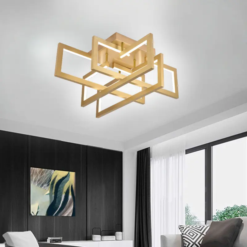 Previzualizare 3: Lustra LED cu telecomanda 96W, 4 Elemente, lumina Rece/Calda/Neutra, Dimabila, Auriu