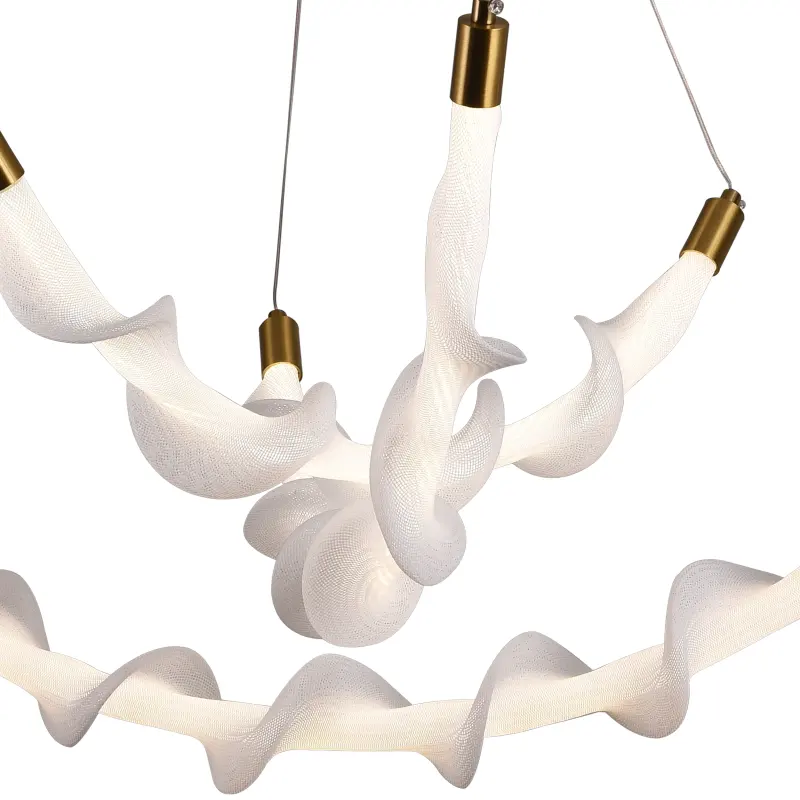 Previzualizare 4: Lustra LED Suspendata Acril UNDA Crown, 28W, Lumina Calda/Neutra/Rece 3000/4000/6000K, Alb, Inaltime Reglabila, Metal si Acril