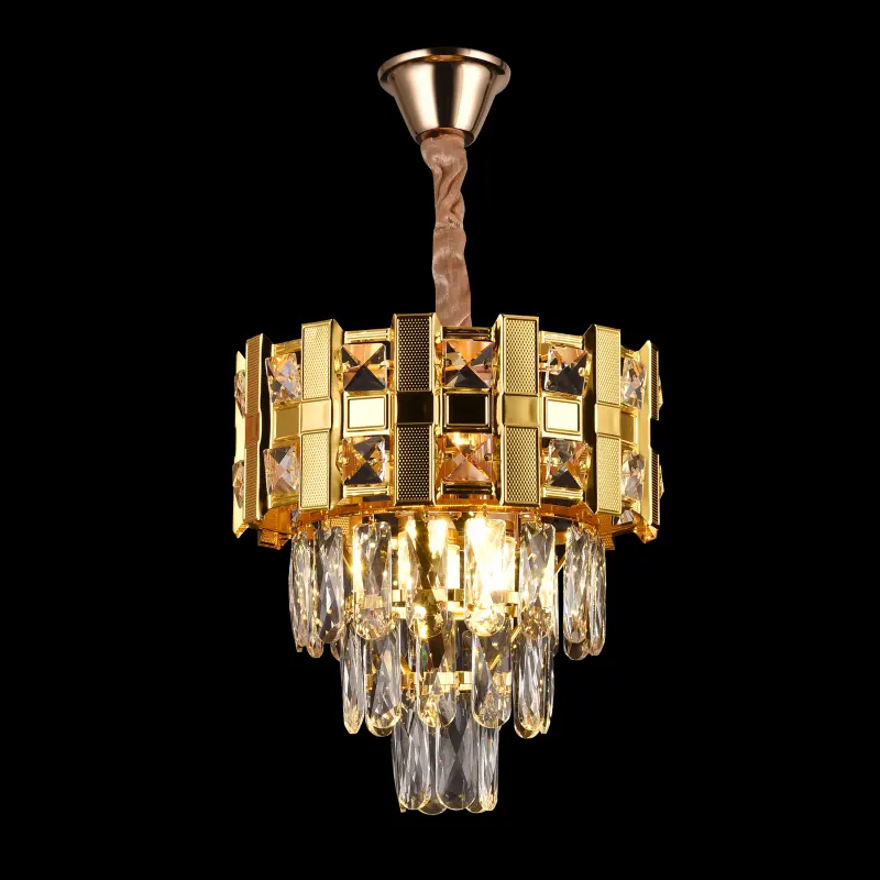 Previzualizare 3: Candelabru Cristal BRAN Petito 3xE14, Diametru 30cm, Auriu Lucios, Inaltime Reglabila