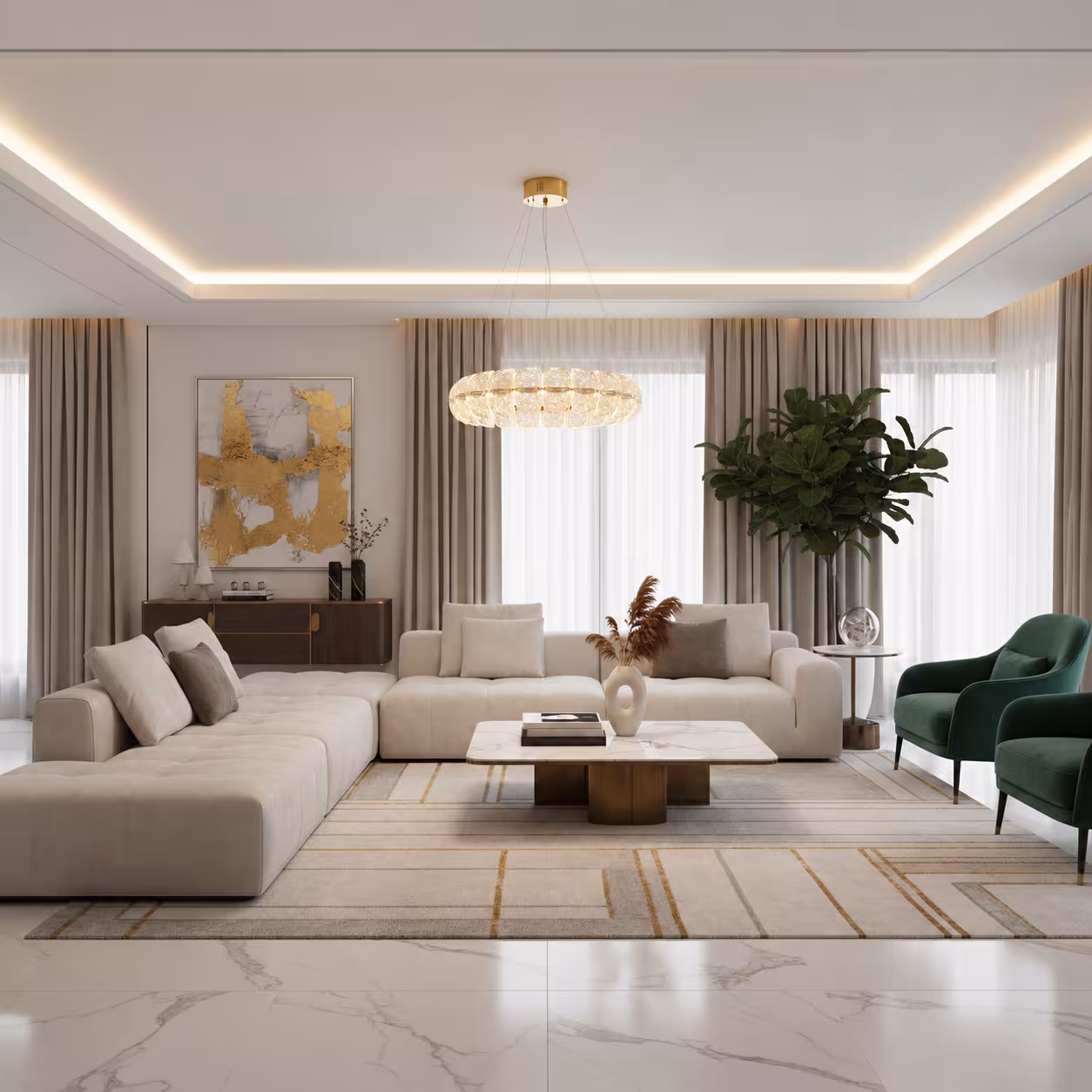 Lustra Cristal MAYON Supremo, 80x80cm, 3000K/4000K/6000K, 210W, Metal si Acrilic, Auriu