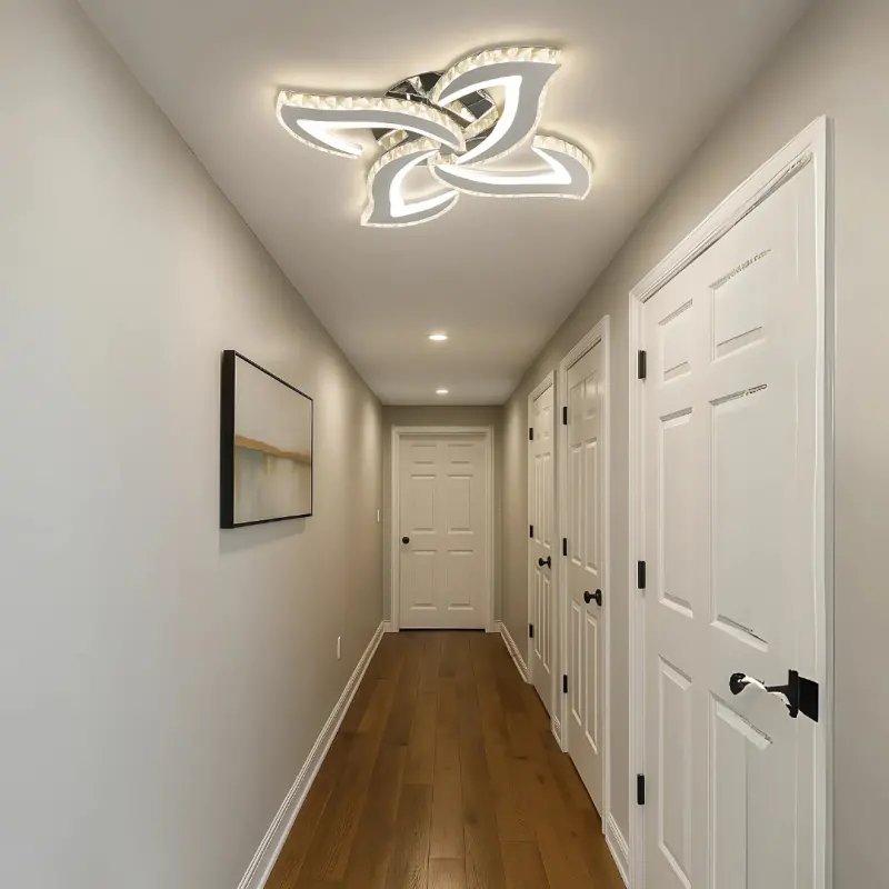 Previzualizare 4: Lustra LED Alejandro cu Telecomanda, 71W, 4 Flori, Lumina Dimabila Rece/Calda/Neutra, Crom