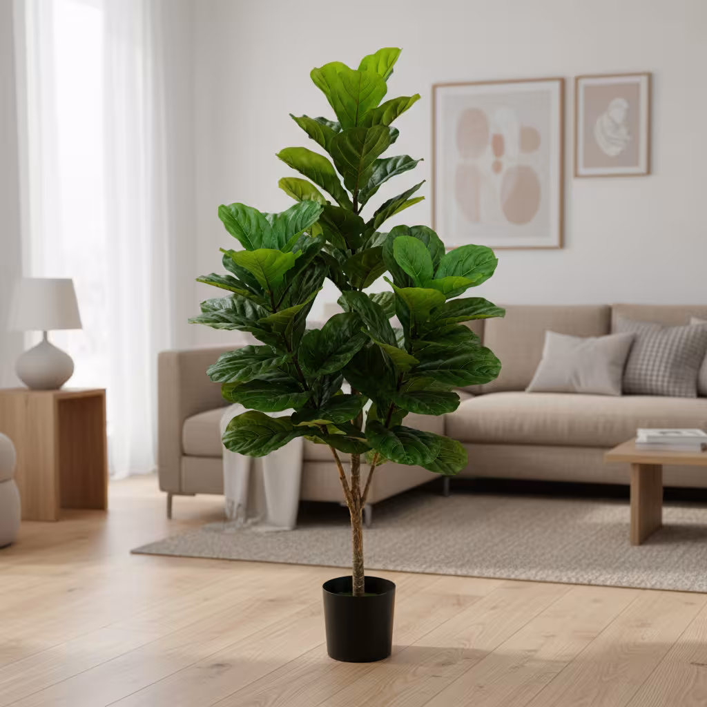 Planta Artificiala Copac Tip Smochin, Plastic, 3 brate, 160 cm, Verde, cu Ghiveci