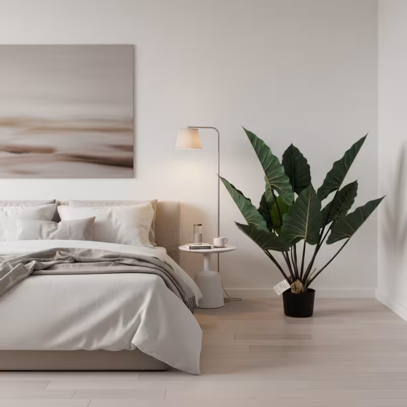 Previzualizare 2: Planta Artificiala Tip Alocasia Cu Frunze Late, 100 cm, Verde