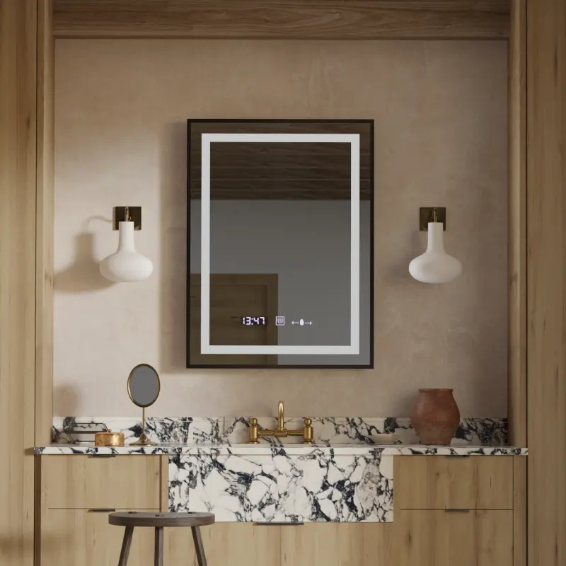 Previzualizare 3: Oglinda LED Rectangulara, 50x70cm, Verite Majeste Noir Motion Glow Marcello, Sistem Dezaburire, Ceas & Termometru, Dimabila