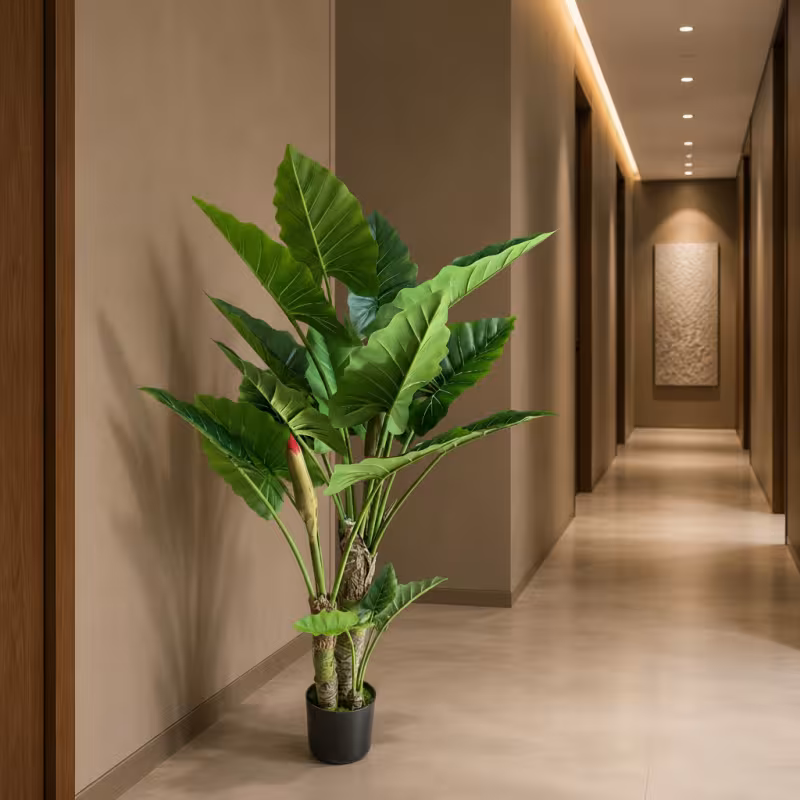 Previzualizare 3: Planta Artificiala Tip Alocasia, 3 tulpini, 160 cm, Verde